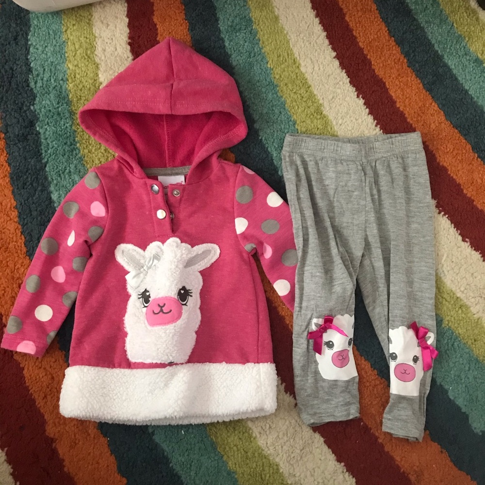 Nannette llama hooded shirt with leggings